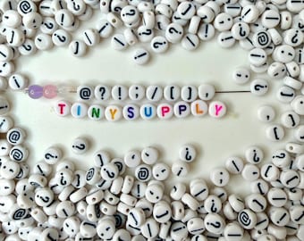 7MM Symbol Pack #2, Uncommon Punctuation Mark Acrylic Beads (!,@?;)
