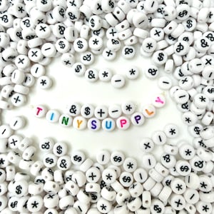 7MM Symbols #1, Dollar, Ampersand, Asterisk, Plus, Minus, Dollar Acrylic Beads