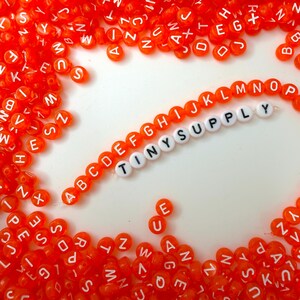 Translucent ORANGE, White Letter A-Z Alphabet Individual Beads (7MM)