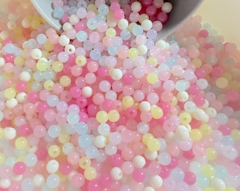 6MM Pastel Jelly Colored Round Acrylic Beads
