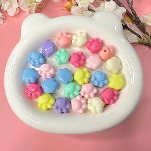 Grube, akrylowe koraliki dystansowe w pastelowych kolorach, 18,5 mm, w kształcie uroczych kocich łapek