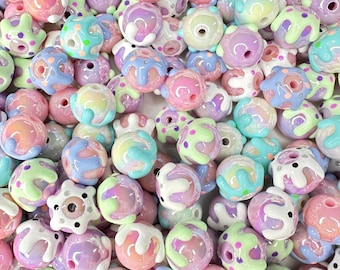 Chunky 16MM Extra Large Dessert/Sakura Pink Themed Acrylic Beads