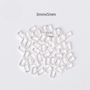 3 mm x 5 mm rechthoekige zilveren mini-ring/frame met open achterkant