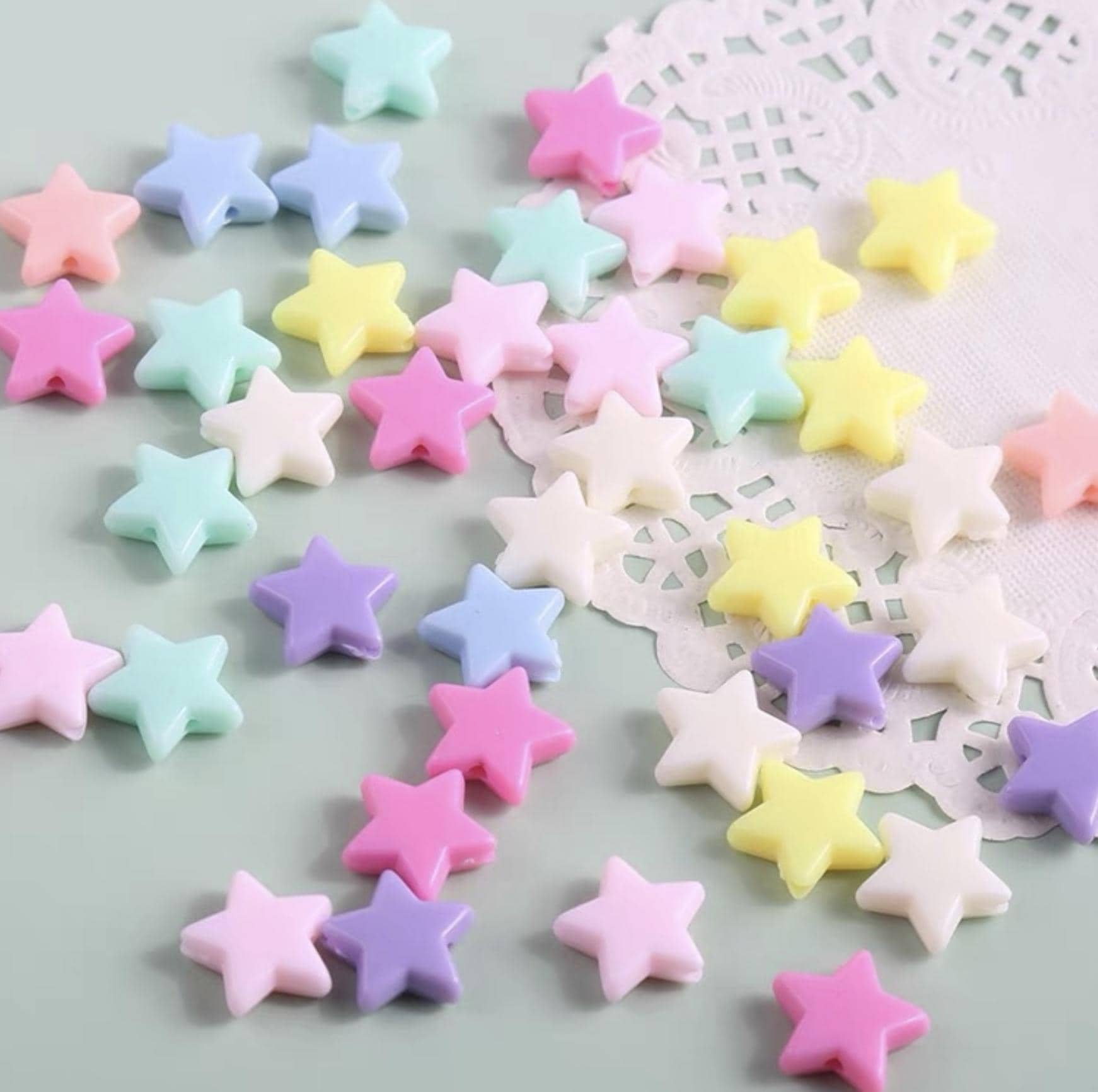 10MM Cute Kawaii Pastel Acrylic Star Spacer Beads