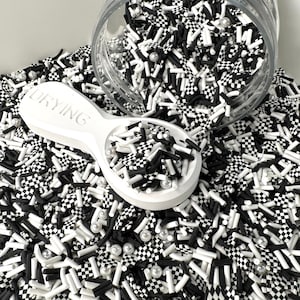 Black and White Checkerboard Polymer Clay Sprinkle (NOT EDIBLE) D35-27