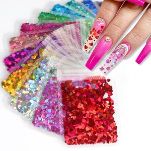 Mélange de paillettes coeur scintillant holographique 3 mm/4 mm (sac de 2 g)