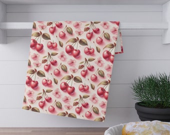 Cherries kitch croquett vintage look Kitchen Towel cute mothers day gift cherry towel kitchen decor cherry tea towel