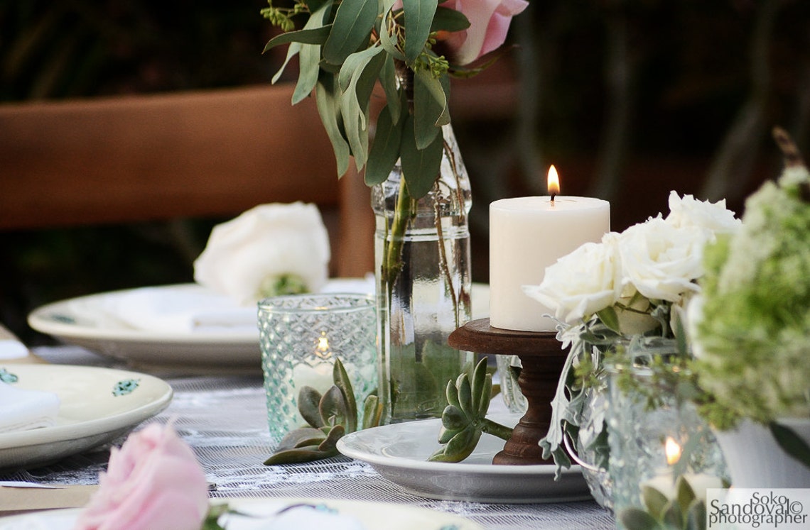 Wood Stained Walnut Cupcake Candle Stand Wedding Centerpiece Etsy