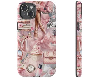 Pink collage bows bags butterfly coquette iPhone case tough case cute Mother’s Day gift