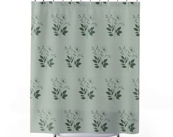 Light sage green floral and leaves Shower Curtain sage green home decor cute gift bathroom decor