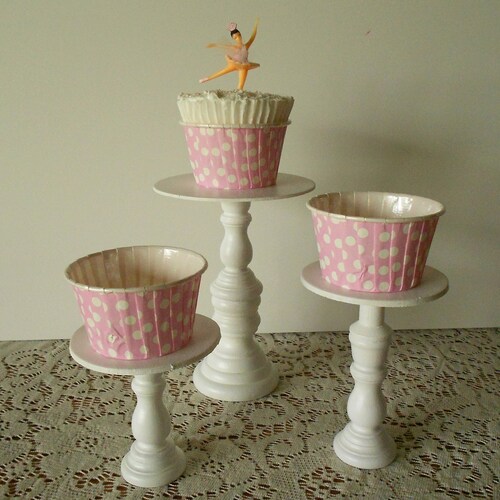 3 Varied Sizes Mini Wood Cupcake Stands Pedestals or Cake Pop Etsy