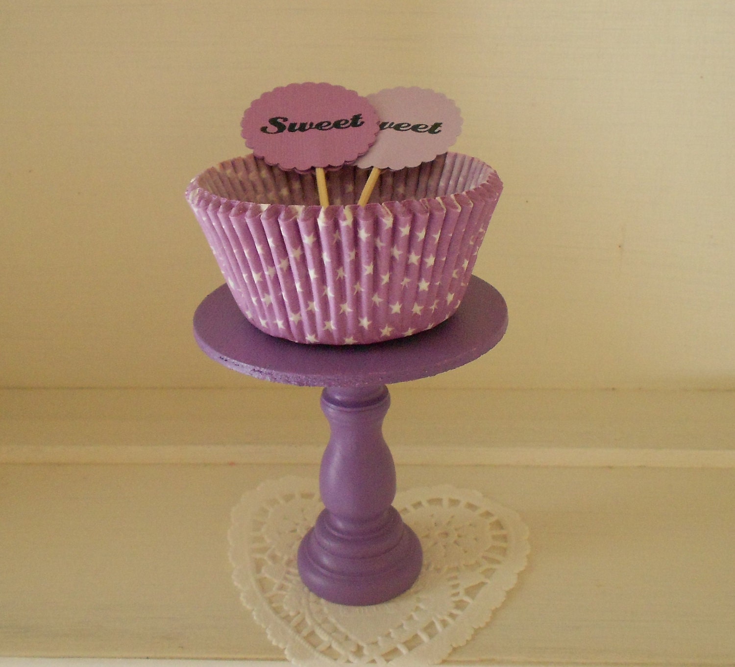 Purple mini wood cupcake stand or cake pop stand so sweet