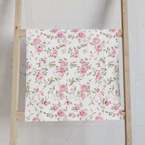 Shabby pink roses floral cottage Hand Towel love shack fancy look