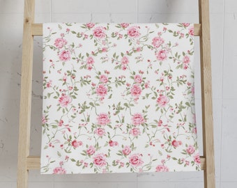 Shabby pink roses floral cottage Hand Towel love shack fancy look