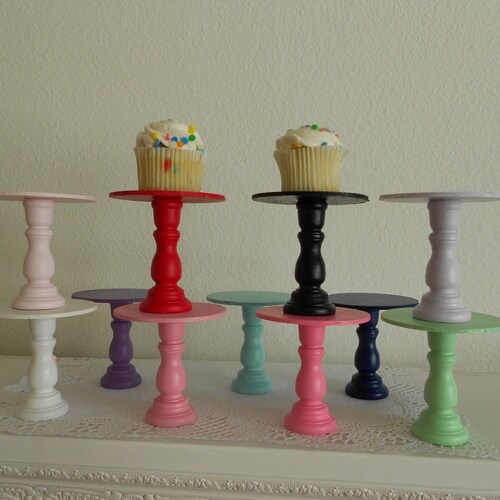 Set of 3 Mini Wood Cupcake Stands Pedestals or Cake Pop Stands Etsy
