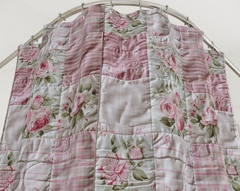 Shabby pink roses patchwork quilt look simply chic Polyester Shower Curtain Mother’s Day gift