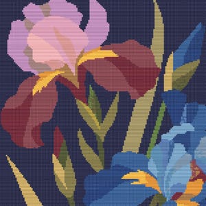 Iris Embroidery Pattern: Botanical Floral Design (Digital PDF Download)