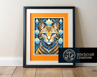 Charming American Bobtail Cat Counted Cross Stitch