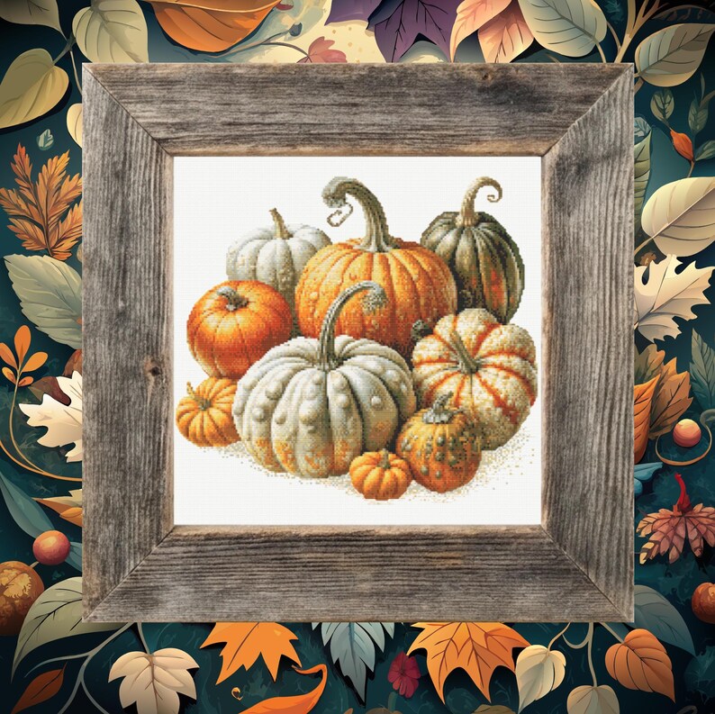 Rustic Autumn Pumpkin Cross Stitch Pattern – Fall Decor PDF Embroidery ...