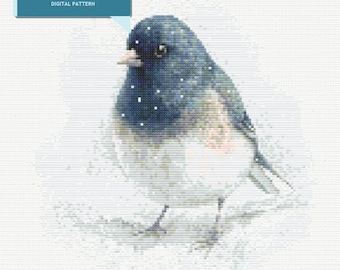 Dark-Eyed Junco Cross Stitch Pattern | Winter Songbird PDF | Backyard Wildlife Design