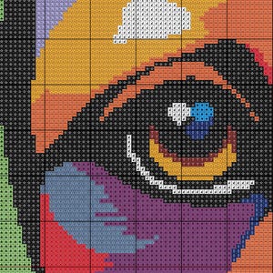 Rainbow embroidery of a multicolor pup for bold animal decor lovers