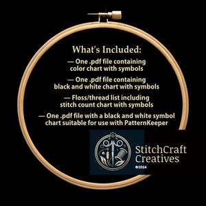 Instant Download:
color chart with symbols - 
black and white chart with symbols - Floss/thread list including
chart suitable for use with PatternKeeper