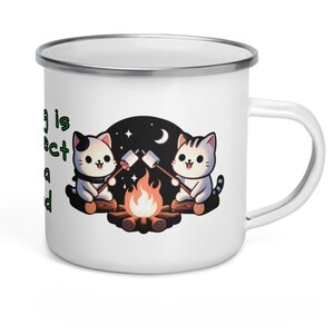 Campfire Kitty Enamel Mug: A Paws-itively Purrr-fect Gift for Wilderness Lovers or as a Scout Gift for Camping