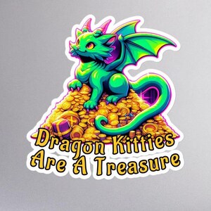 Adesivo del gatto drago verde: tesoro di D&D, regalo geek