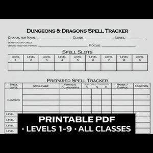 D & D 5E Spell Tracker Sheet - Druckbares PDF für DM und Spieler
