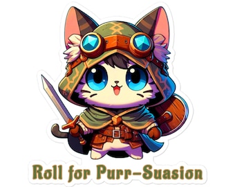 Tabaxi Cat Sticker – Roll for Purr-suasion D&D RPG Gamer Vinyl Decal