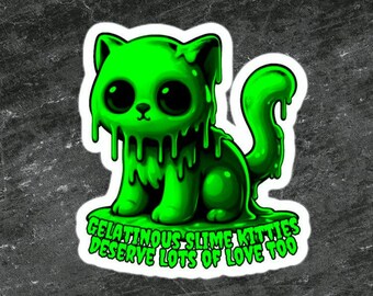 Cute Dungeons Dragons DnD Stickers Gelatinous Cube Slime Monster Cat Lover Sticker Adorable D&D Gift for Cat Lover Cute Playful Cat Stickers