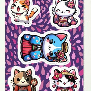 Kawaii Anime Katze Aufkleberbogen - Aufkleber Hello Kitty und Blumen inspirierte Vinyl-Aufkleber-Abziehbilder - Fügen Sie etwas Geschmack und Flair zu Ihrem Leben hinzu!