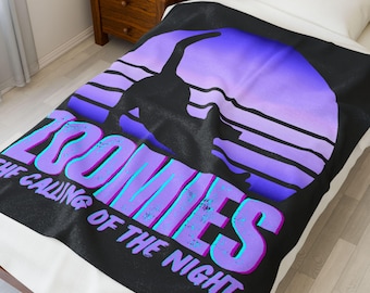 Funny Cat Blanket – Zoomies Plush Throw, Cozy Purple Velveteen Gift for Cat Lovers