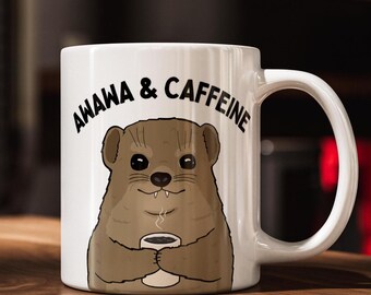 Hyrax Awawa & Caffeine Ceramic Mug, Cute Hyrax Coffee Cup, Gift For Him Her, Quirky Mammal Mug, Unique Zoo Animal Tea Cup, Hyrax Office Mug