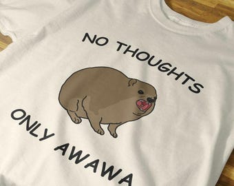 Hyrax No Thoughts Only Awawa Unisex T-Shirt, Hyrax Shirt, Cute Hyrax Gift, Angry Hyrax, Hyrax Meme, Hyrax Awawa, Gag Gifts