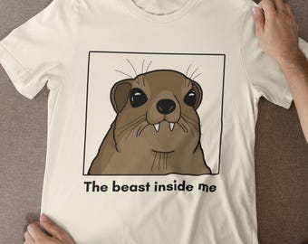 The Beast Inside Me Hyrax T-Shirt, Funny Animal Meme T-Shirt, Cute Hyrax Graphic Tee, Rock Hyrax Gift, Silly Hyrax Shirt, Hyrax Meme Tee
