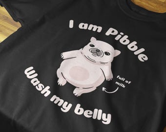 Schattig Pibble Art T-shirt, meme-shirt hond, Franse bulldog baby, Gen Z Meme, dom schattig shirt, schattig meme-shirt Chonky Pitbull, cadeau Pibble minnaar