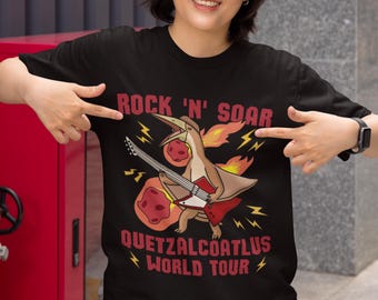Rock n Soar Quetzalcoatlus Shirt, Funny Dinosaur Band T-Shirt, Prehistoric Rock Music Tee, Pterosaur Meme Gift for Dino Lovers