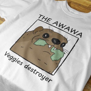 Funny Hyrax Shirt, Awawa Veggie Destroyer T-Shirt, Cute Kawaii Hyrax Meme Tee, Weird Animal Graphic Shirt, Funny Hyrax Gift for Him Her