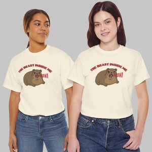 Funny hyrax meme shirt with screaming hyrax illustration and text “The Beast Inside Me AWAWA” on t-shirt