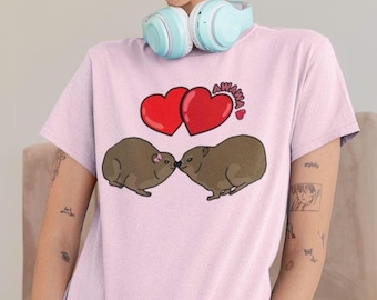 Cute Hyrax Couple Unisex T-Shirt, Hyrax Shirt, Cute Hyrax, Angry Hyrax, Hyrax Meme, Hyrax Scream, Valentines Hyrax, Hyrax Love, Awawa