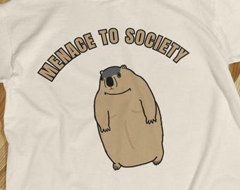 Bedrohung für die Gesellschaft Unisex T-Shirt, Murmeltier-Liebhaber, Murmeltier-Shirt, Murmeltier-Meme, Murmeltier-Nagetier, niedliches Murmeltier-T-Stück, Murmeltier-Geschenke, lustiges Murmeltier-T-Stück