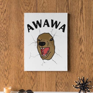 Angry Hyrax Awawa Canvas Wall Art, Hyrax Wall Art, Cute Animal Meme Home Decor, Gift for Hyrax Lovers, Quirky Gift, Rock Hyrax Lovers