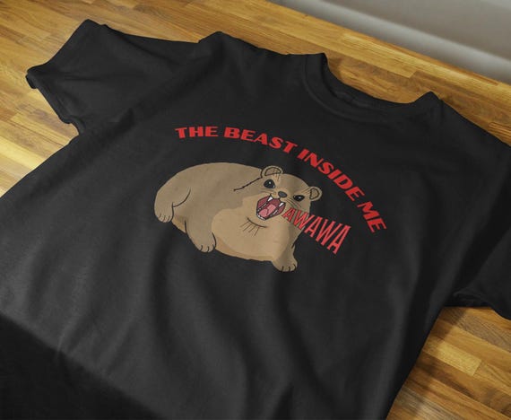 The Beast Inside Me Hyrax Awawa T-Shirt, Funny Animal Meme Shirt, Cute Hyrax Graphic Tee, Rock Hyrax Gift, Silly Hyrax Shirt, Hyrax Meme Tee