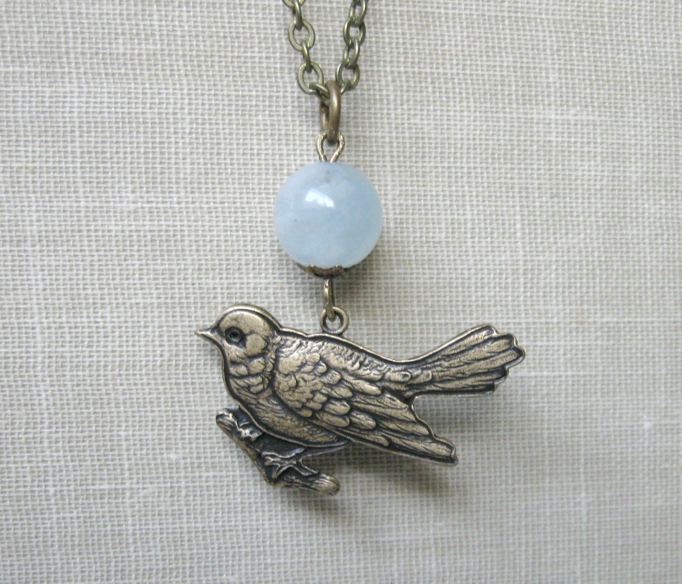 Brass bird necklace vintage style womens gift bird jewelry