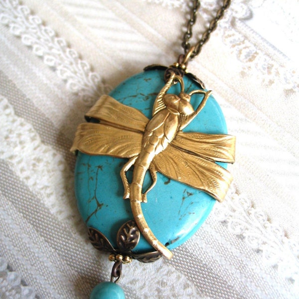 Turquoise Dragonfly  Necklace