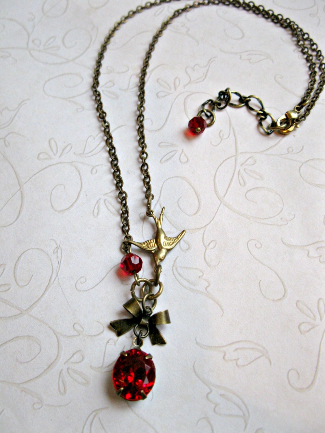 Red Jewel Necklace Set Vintage Glass Jewels Downton Abbey Etsy