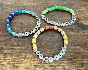 Pulseras de conjunto de letras (3) — Último beso [Pulseras de la amistad Eras Tour / Eras Tour / Pulsera de la amistad / Pulsera con cuentas]