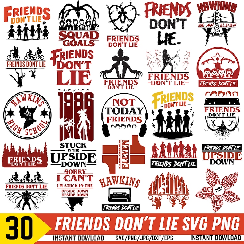 Friends Don’t Lie SVG PNG JPEG, Eleven Svg, Silhouette and Cricut compatible Cut Files, Friends Quote Cut Files,(Digital Download) image 1