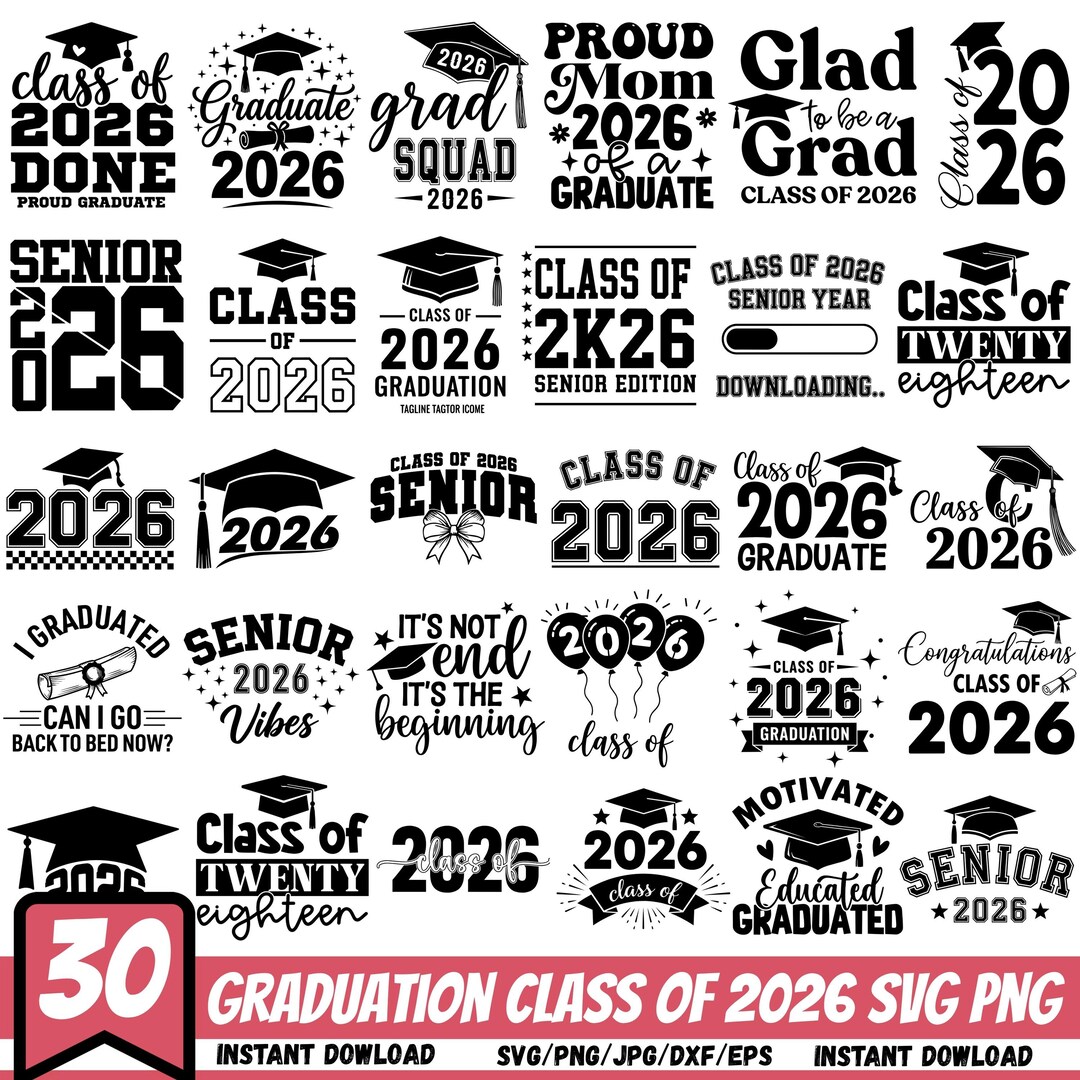 Class of 2026 SVG Bundle, Graduation Cap SVG, Graduate 2026 Cut Files ...